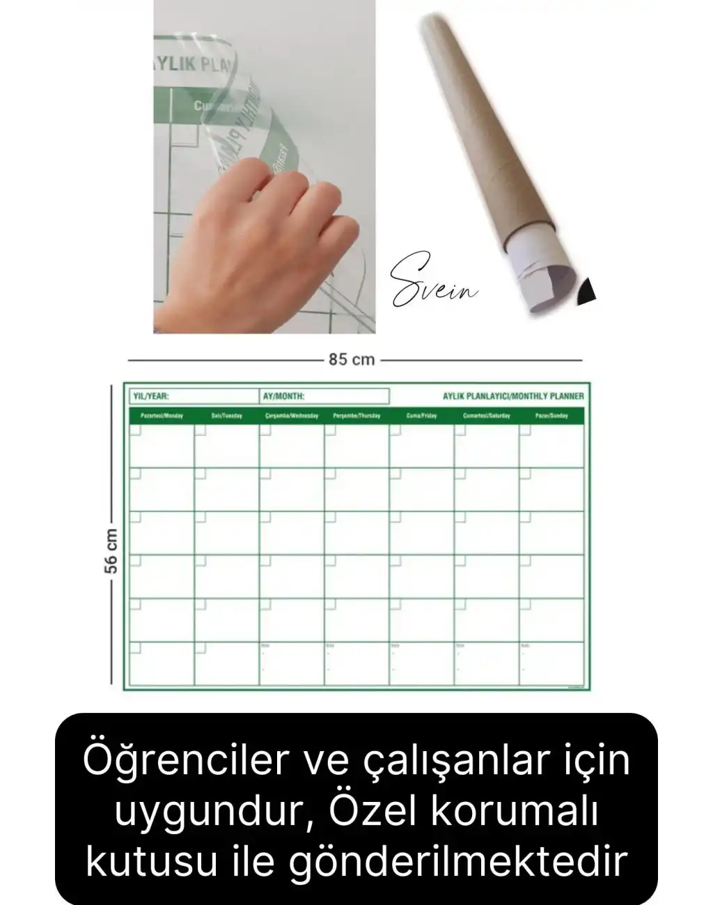 Kendinden Yapışkanlı Manyetik Bir Aylık Program Planlayıcı Takvim Duvar Sökülebilir İz Bırakmaz