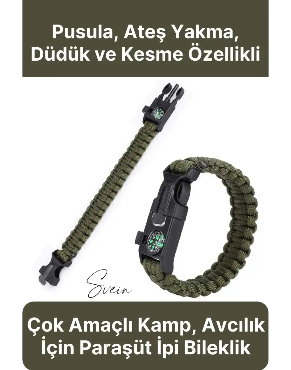 Premium Dayanıklı Pusulalı Yürüyüş Kamp Doğa Spor Hayatta Kalma Bilekliği Paracord Örgü Acil Durum