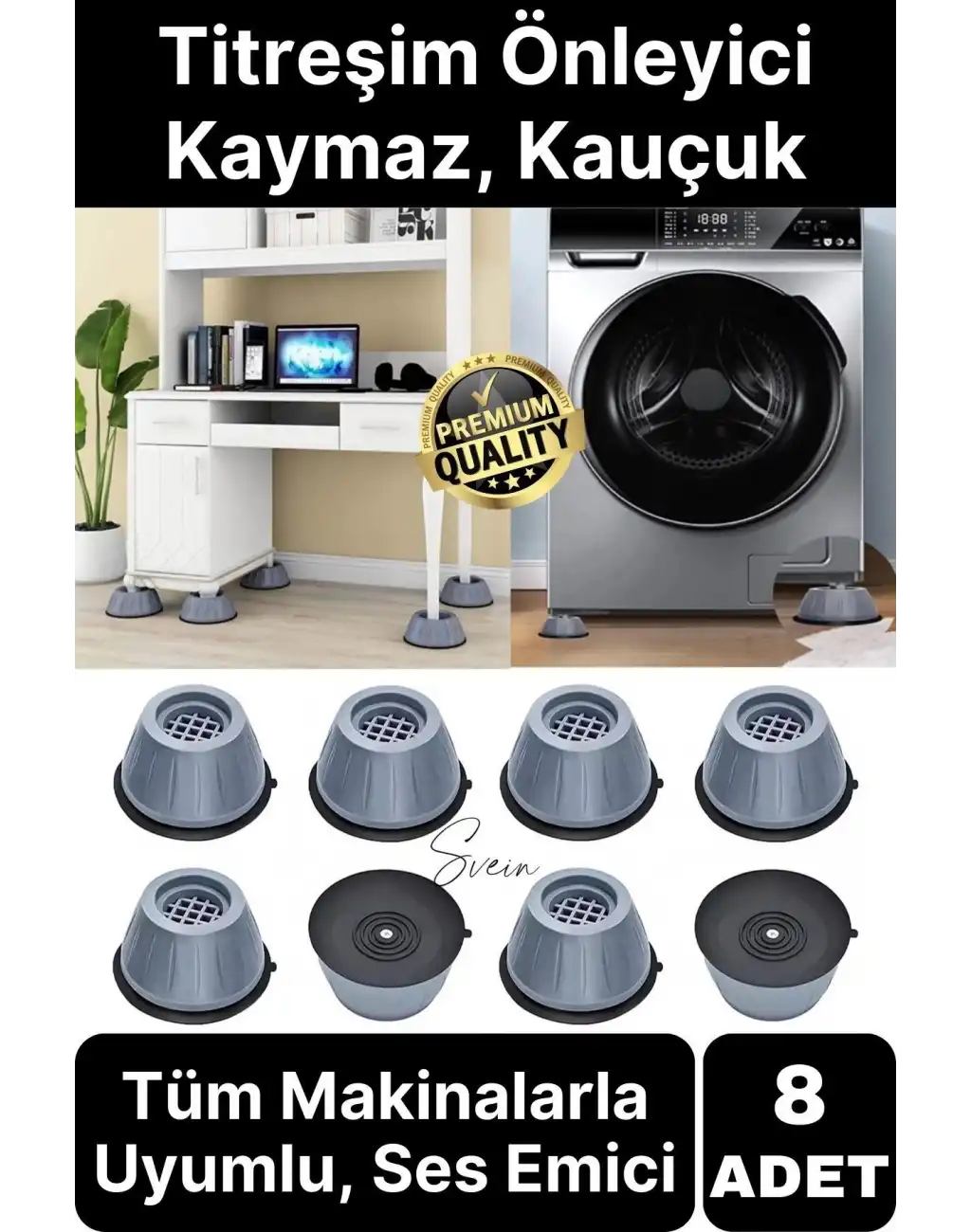 8li Gürültü Engelleyici Kaymaz Titreşim Önleyici Kauçuk Ayak Ped Çamaşır Makinesi Beyaz Eşya Stoper