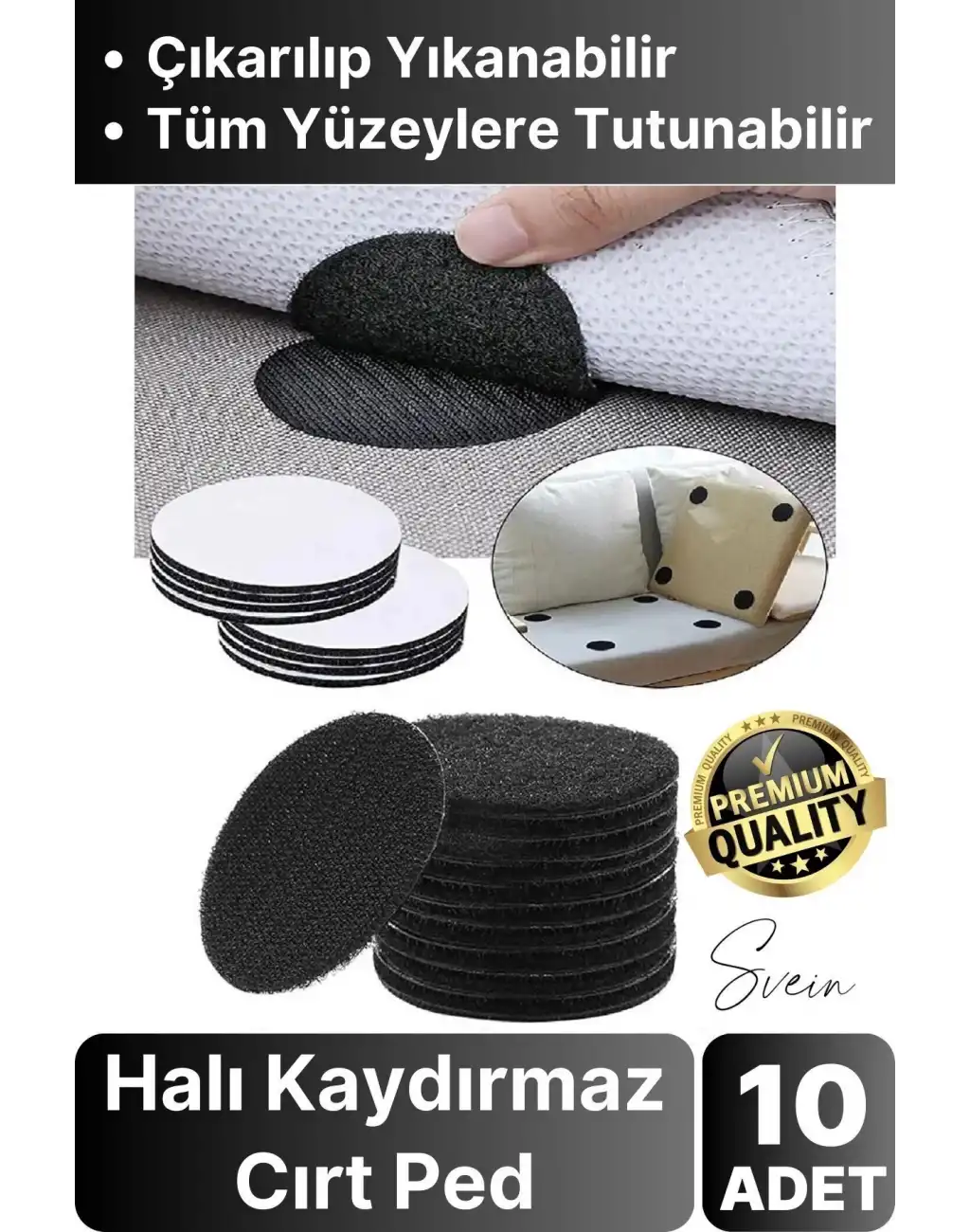 10 Adet Halı Kilim Koltuk Örtü Sabitleyici Kaydırmaz Cırt Kendinden Yapışkanlı Ped Yıkanabilir Bant