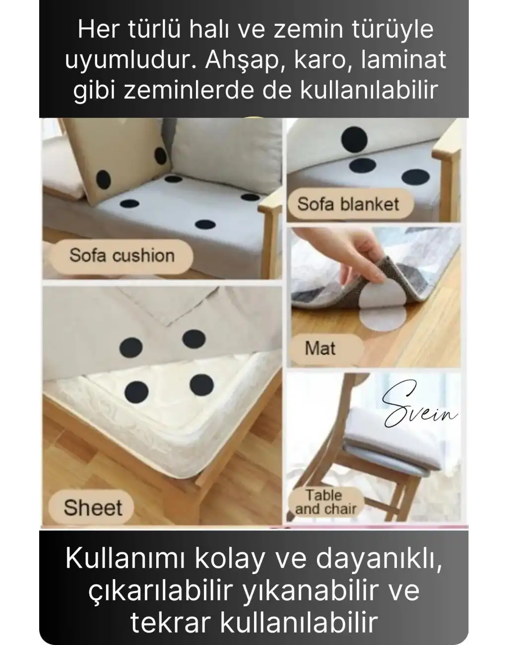 10 Adet Halı Kilim Koltuk Örtü Sabitleyici Kaydırmaz Cırt Kendinden Yapışkanlı Ped Yıkanabilir Bant