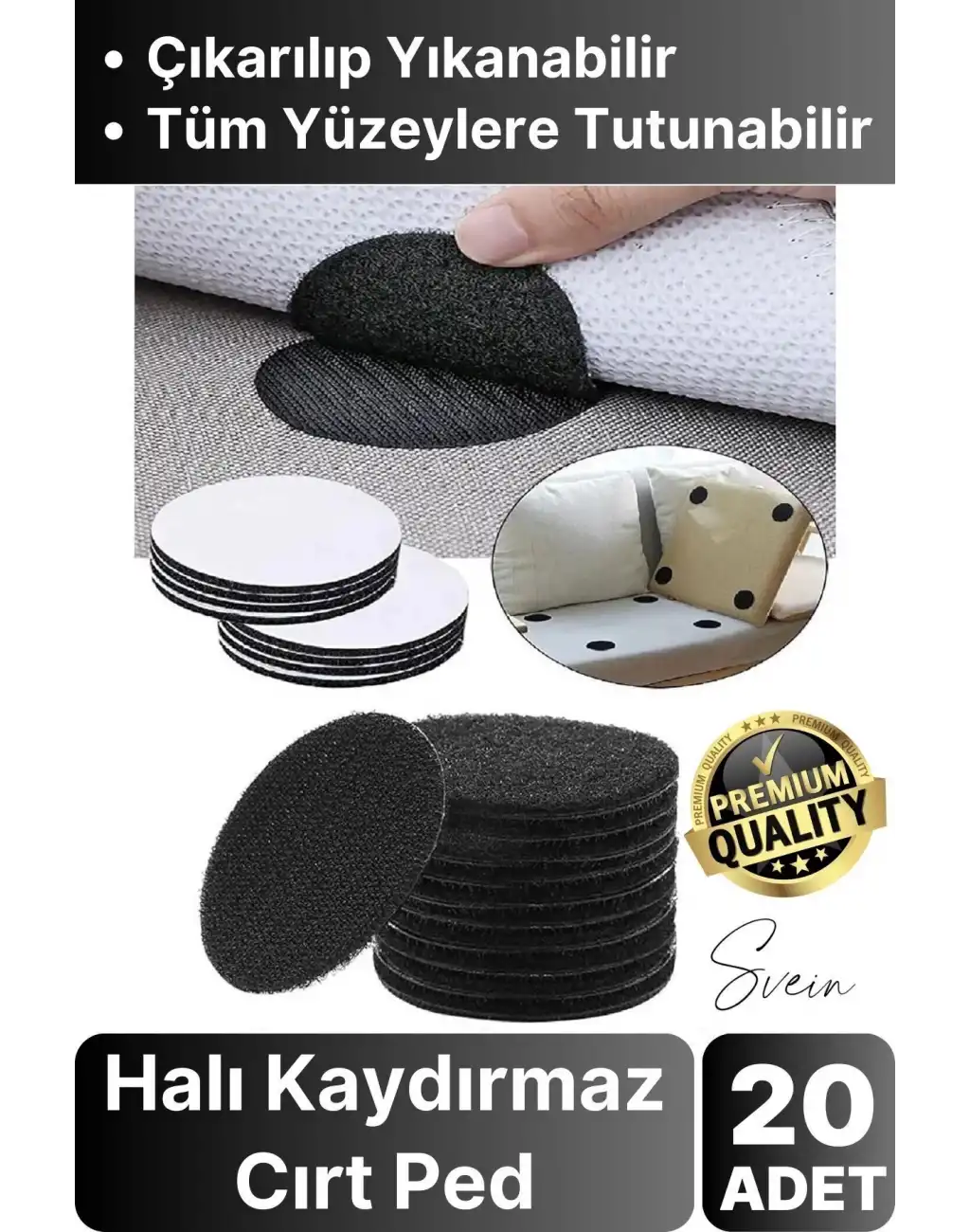 20 Adet Halı Kilim Koltuk Örtü Sabitleyici Kaydırmaz Cırt Kendinden Yapışkanlı Ped Yıkanabilir Bant