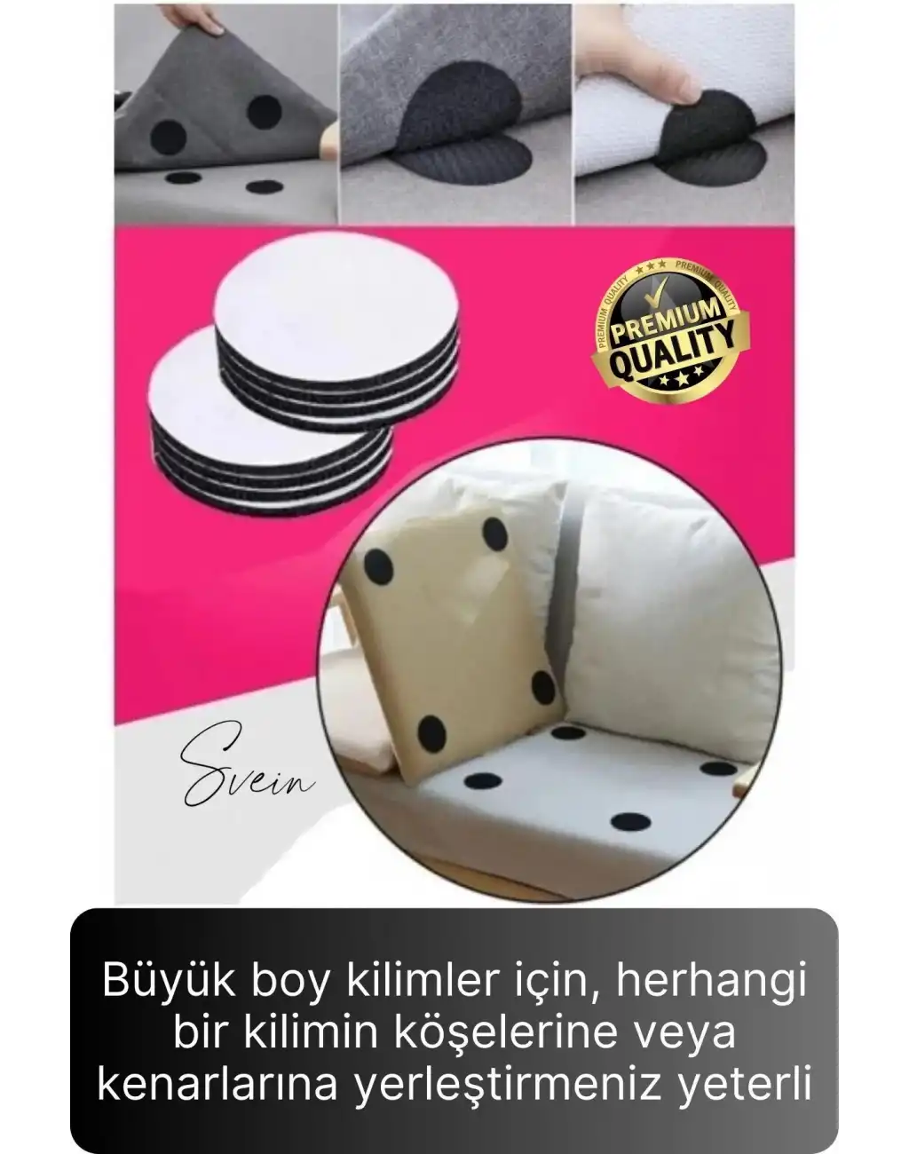 20 Adet Halı Kilim Koltuk Örtü Sabitleyici Kaydırmaz Cırt Kendinden Yapışkanlı Ped Yıkanabilir Bant