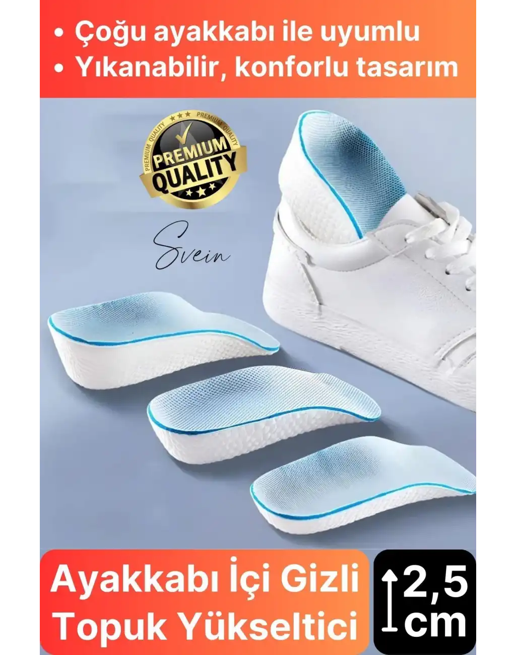 2,5 cm Boy Uzatıcı Tabanlık Gizli Topuk Yükseltici Ortopedik Rahat Konforlu Uzatan Unisex Eva Köpük