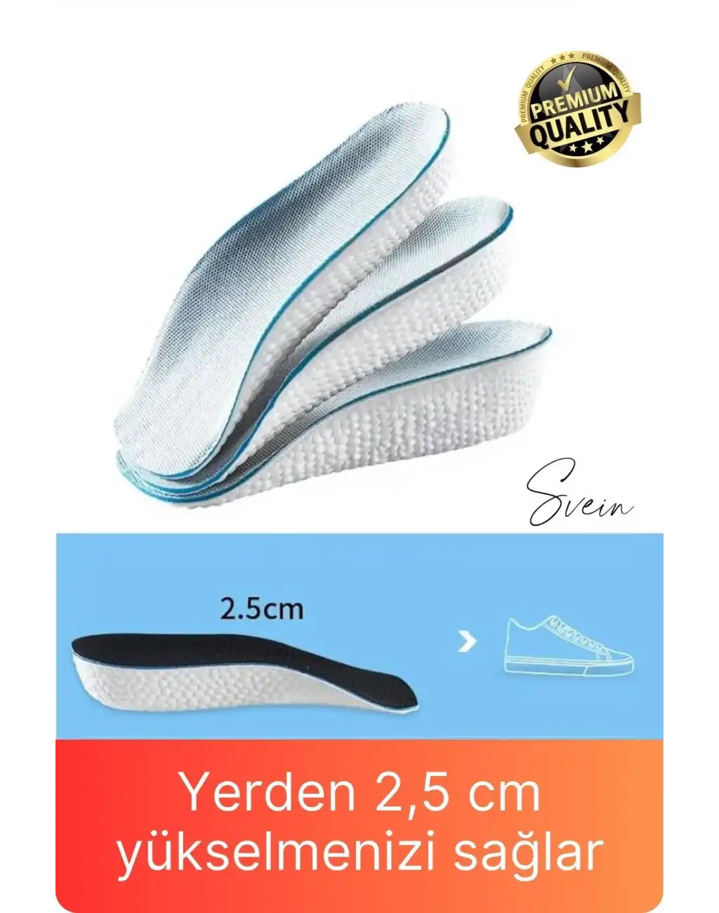 2,5 cm Boy Uzatıcı Tabanlık Gizli Topuk Yükseltici Ortopedik Rahat Konforlu Uzatan Unisex Eva Köpük