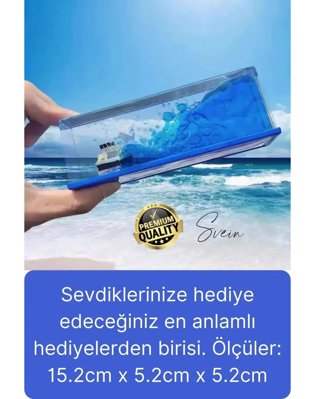 Mavi Su Akvaryum Dikdörtgen Sevgiliye Özel Batmayan Dekoratif Notlu Aşk Titanik Gemisi