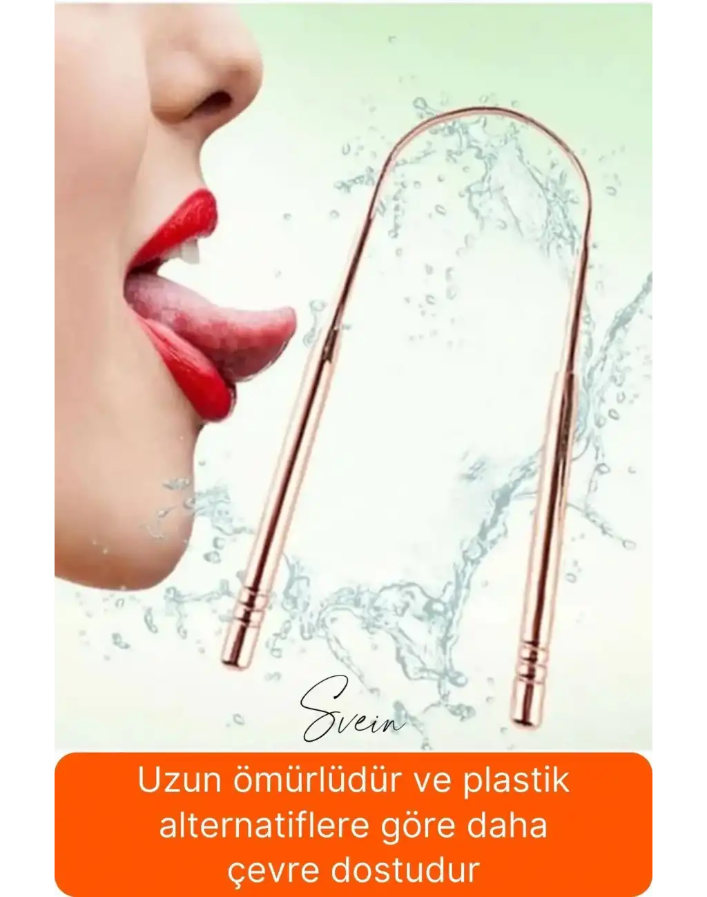 Paslanmaz Çelik Ağız Dil Temizleyici Aparat Bakır Renk U Şekil Kazıyıcı Kötü Koku Bakteri Giderici