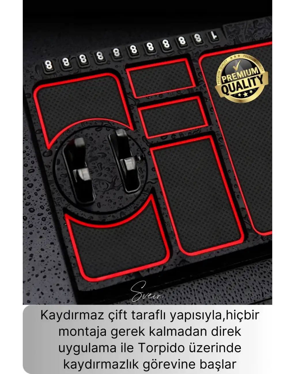 Araç İçi Torpido Kaydırmaz Telefon Tutucu Numaratör Organizer Ped 360 Derece Dönebilen Kaymaz