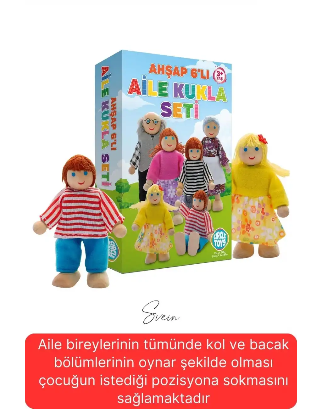 Özel Üretim Ahşap 6lı Sevimli Aile Kukla Seti Motor Gelişim Hayalgücü Kutulu Eğlenceli Oyuncak