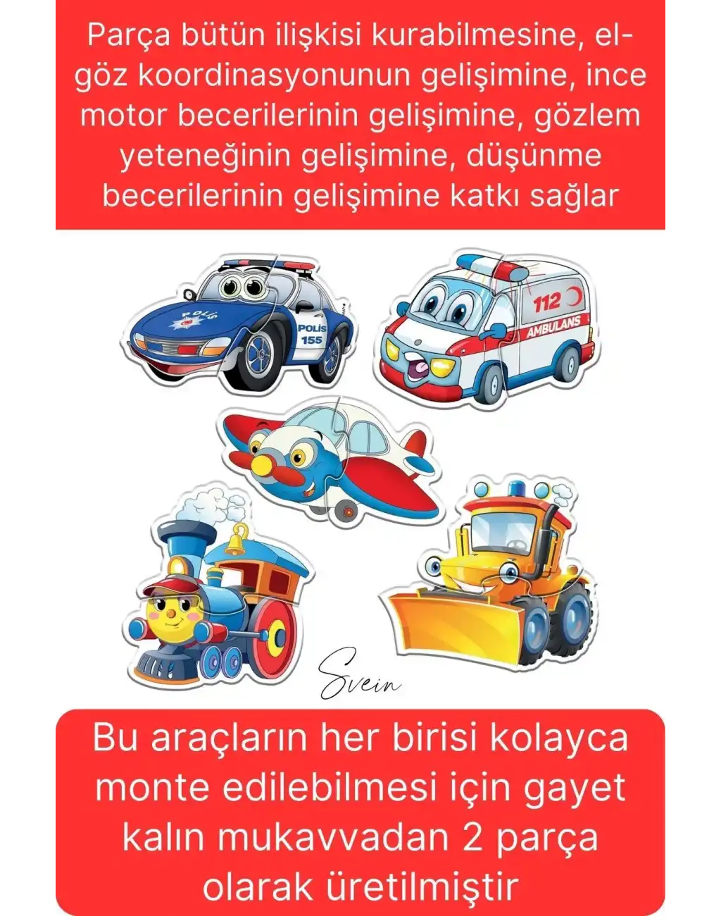 Baby Puzzle Sevimli Araçlar Eğitici Öğretici İnce Motor Beceri Ebeveyn El Göz Koordinasyon
