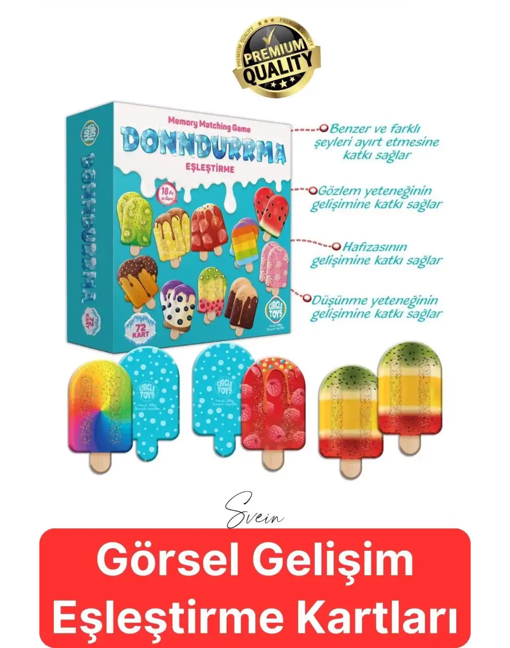 Dondurma Eşleştirme Beceri Zeka Geliştirme El Göz Algı Koordinasyon Okul Öncesi Kutulu Oyunu Puzzle