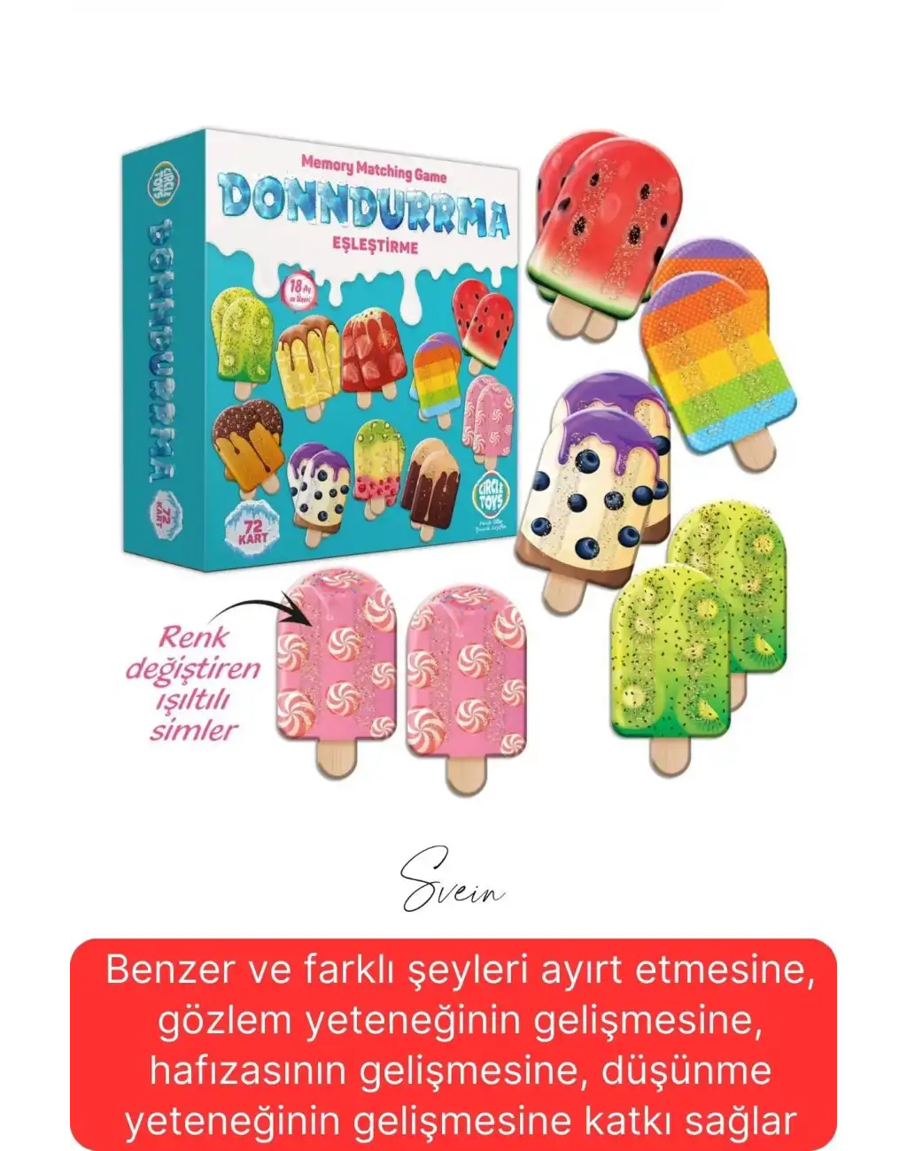 Dondurma Eşleştirme Beceri Zeka Geliştirme El Göz Algı Koordinasyon Okul Öncesi Kutulu Oyunu Puzzle
