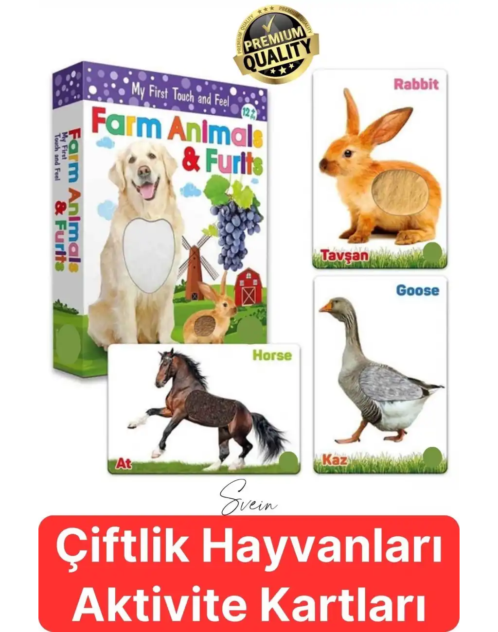 Premium Kutulu Eğitici Öğretici Farm Animals Çiftlik Hayvanları ve Meyveler El Göz Koordinasyon Oyun