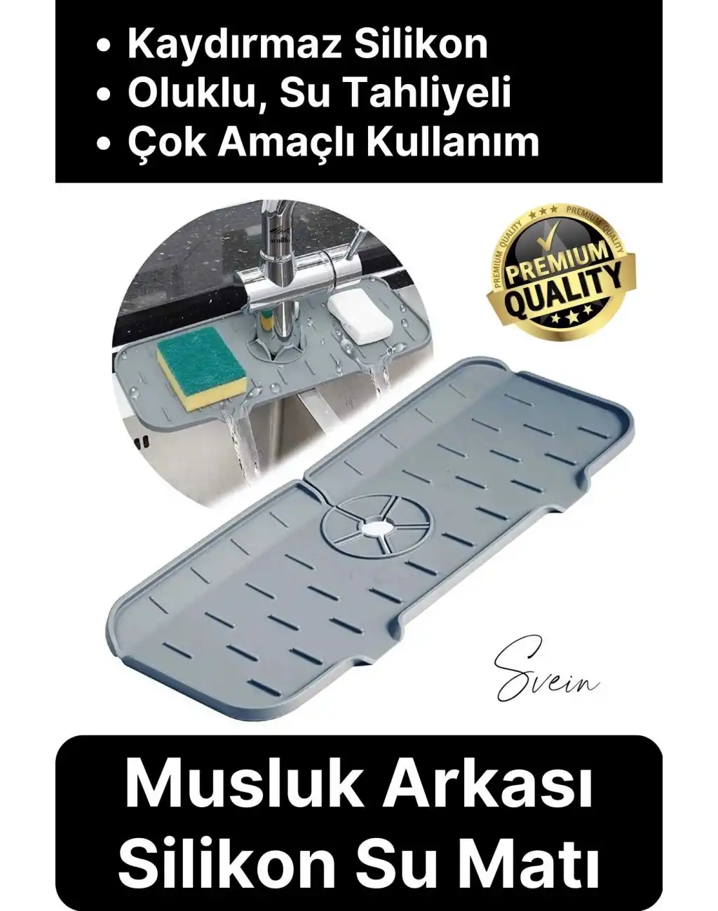 Mutfak Banyo Lavabo Silikon Musluk Arkası Mat Su Tutucu Koruyucu Tezgah Üstü Bulaşık Kurutma Pedi