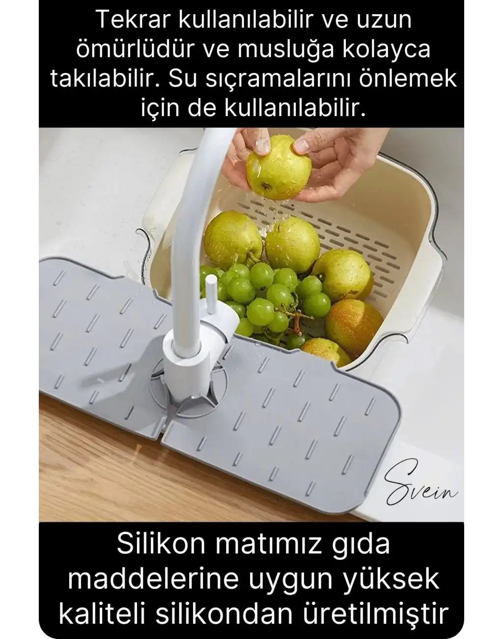 Mutfak Banyo Lavabo Silikon Musluk Arkası Mat Su Tutucu Koruyucu Tezgah Üstü Bulaşık Kurutma Pedi