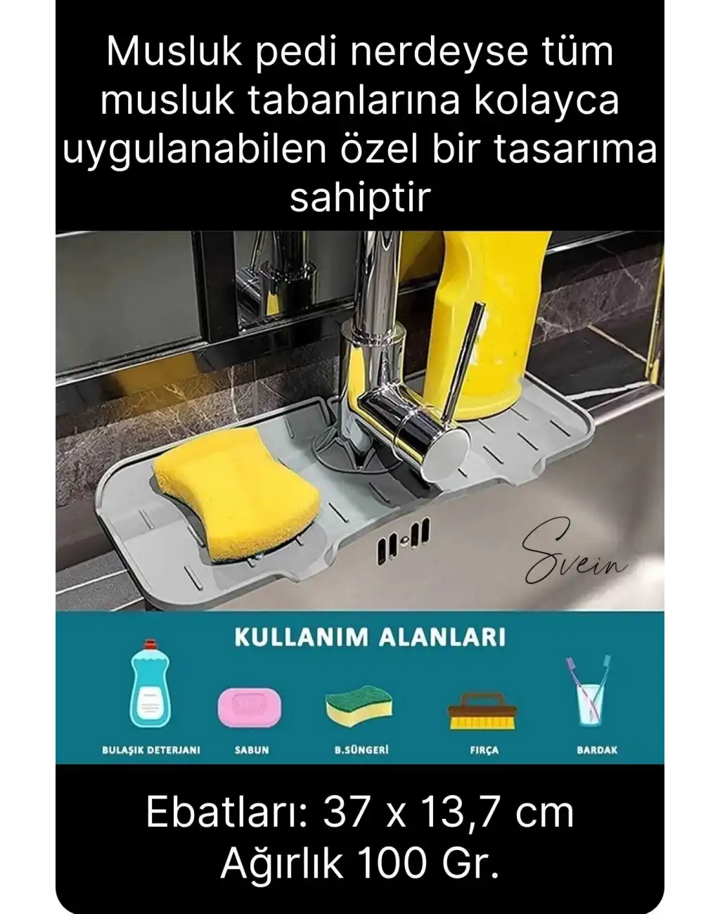 Mutfak Banyo Lavabo Silikon Musluk Arkası Mat Su Tutucu Koruyucu Tezgah Üstü Bulaşık Kurutma Pedi
