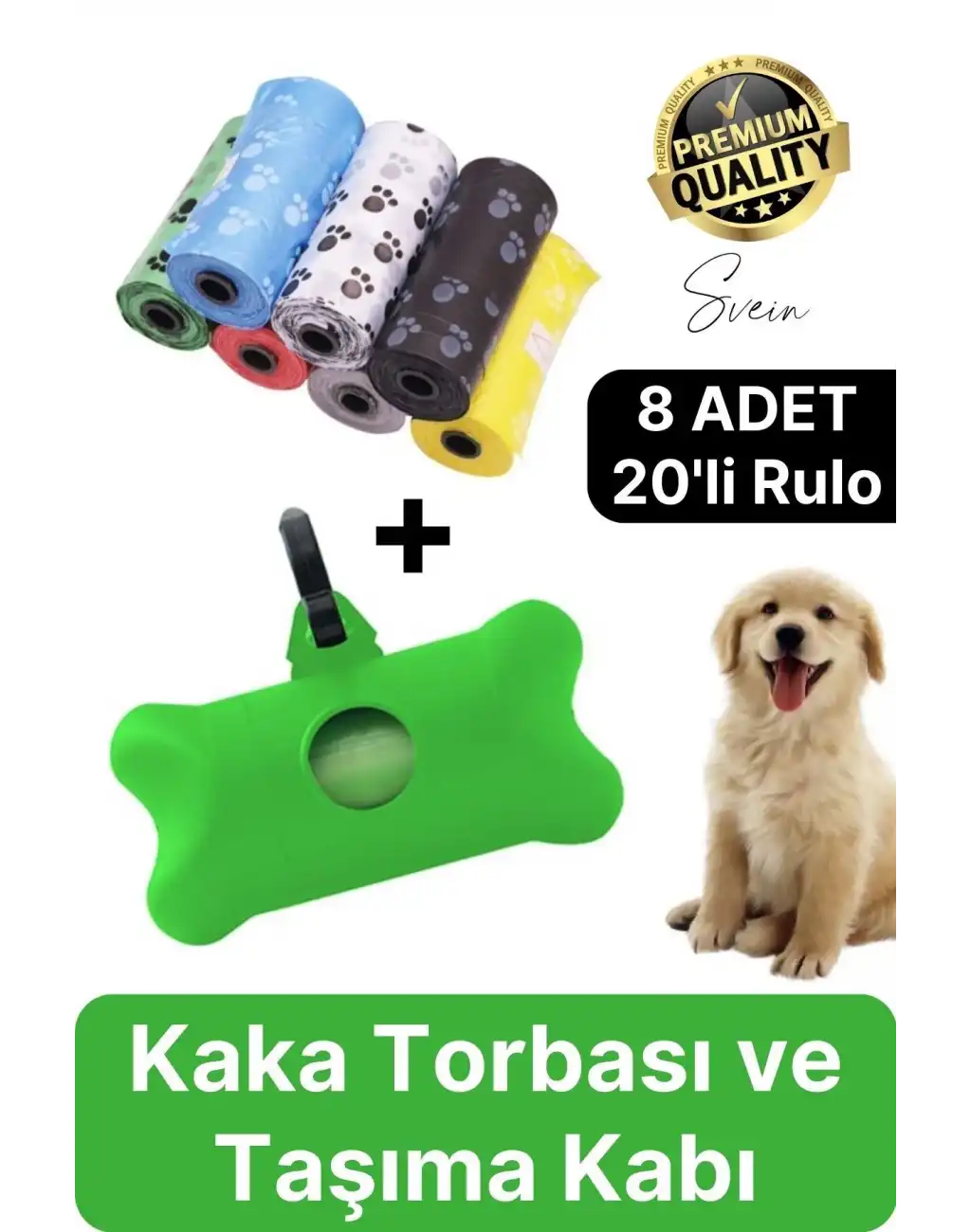 8 Adet Pratik Kutulu Askılı Taşınabilir Kedi Köpek Evcil Hayvan Kaka Dışkı Torbası 20 Poşet Yedek