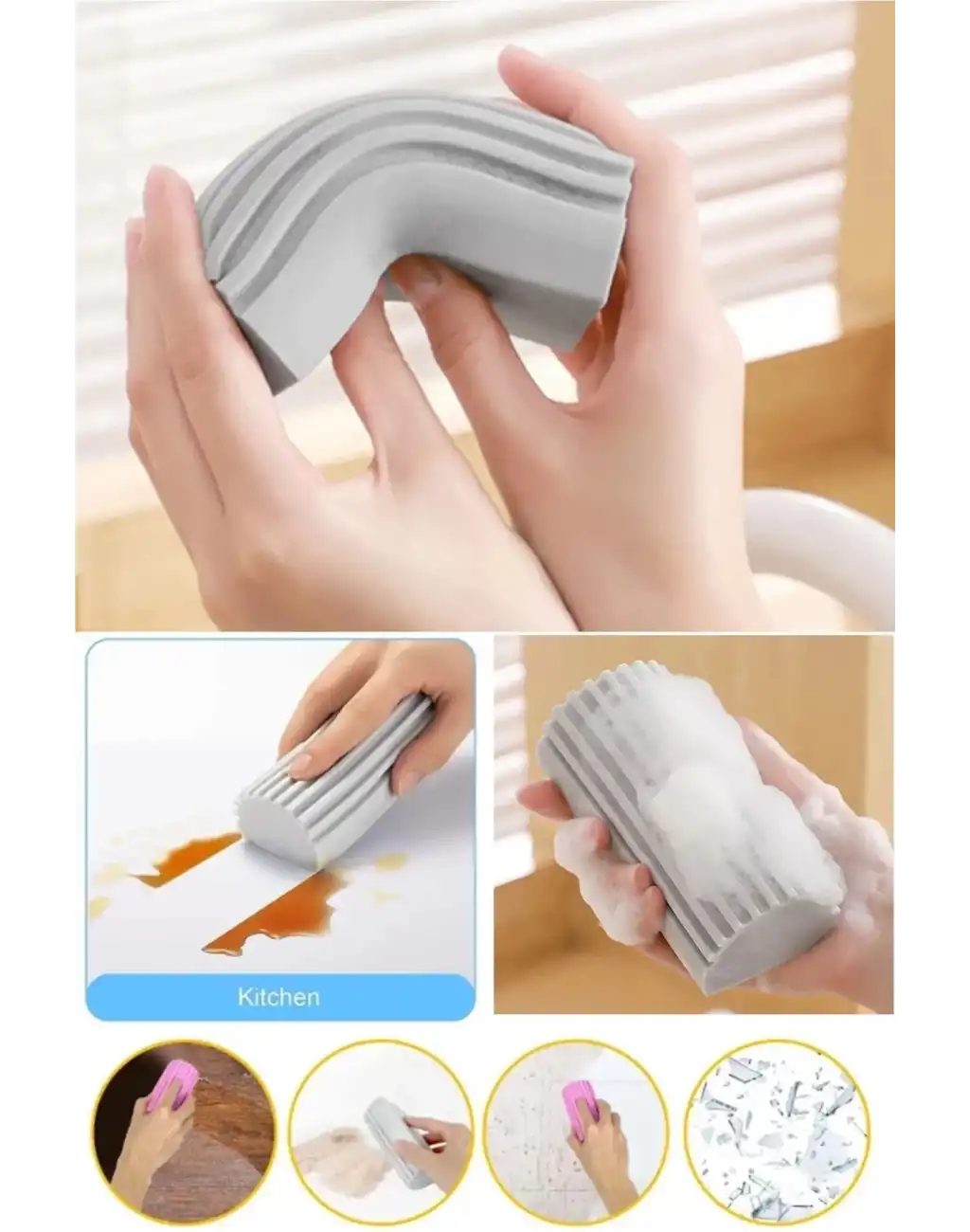 Sihirli Çok Amaçlı Nemli Silgi Toz Süngeri Mutfak Banyo Ev Araba Oto Temizlik Tekrar Kullanılabilir