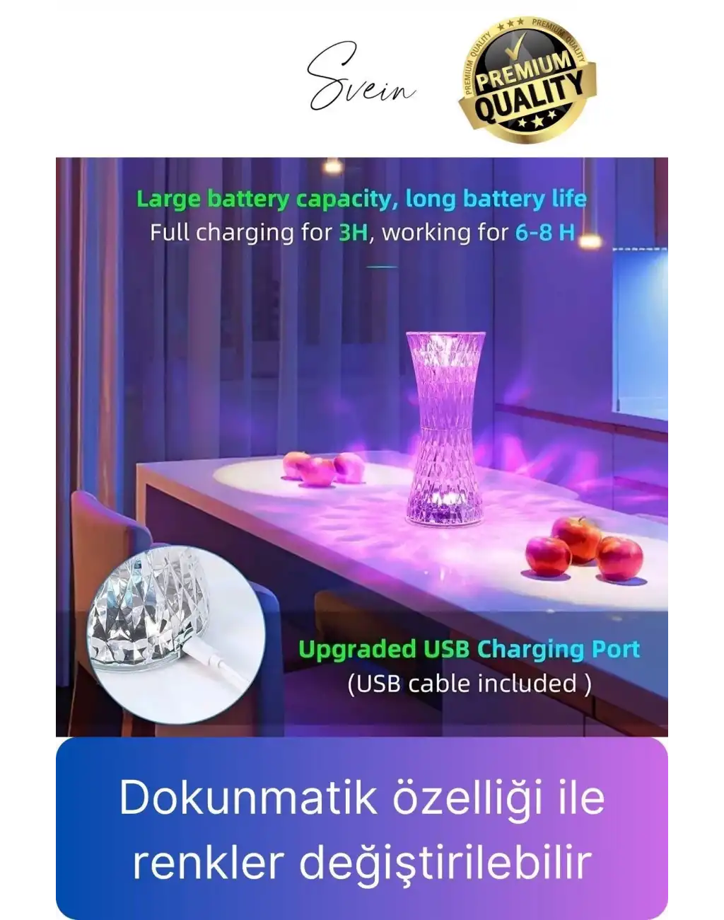 Özel Tasarım Mini 16 Renk Kristal Şarjlı Masa Lambası Led Abajur Dokunmatik Kumandalı Lambader Rgb
