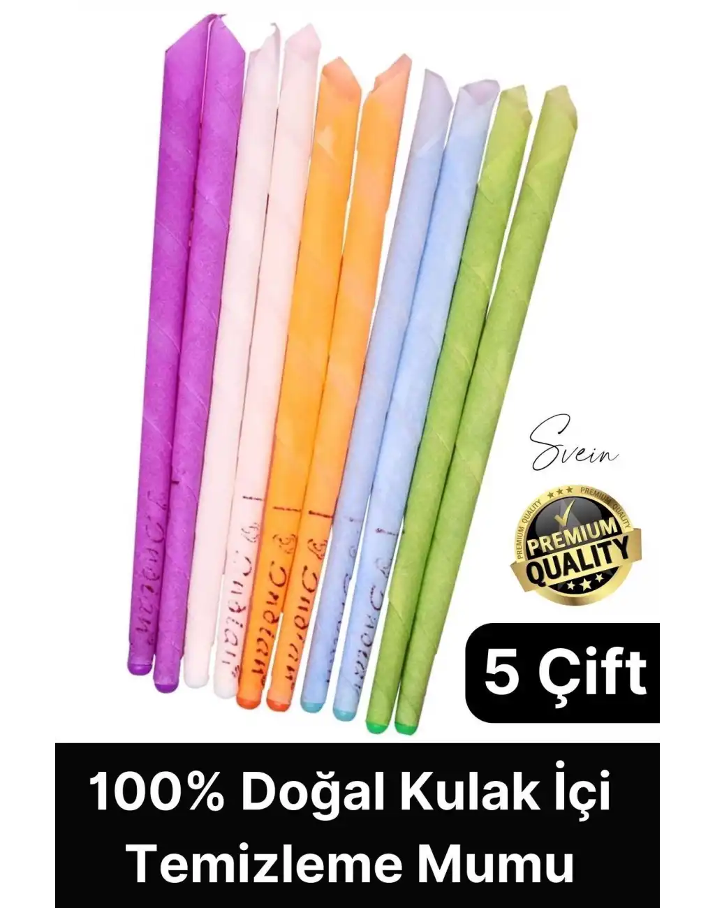 Pratik 100% Doğal Aromaterapi Bakım Buşon Dış Kulak Içi Kir Temizleme Mumu Konisi Çubuğu 5 Çift