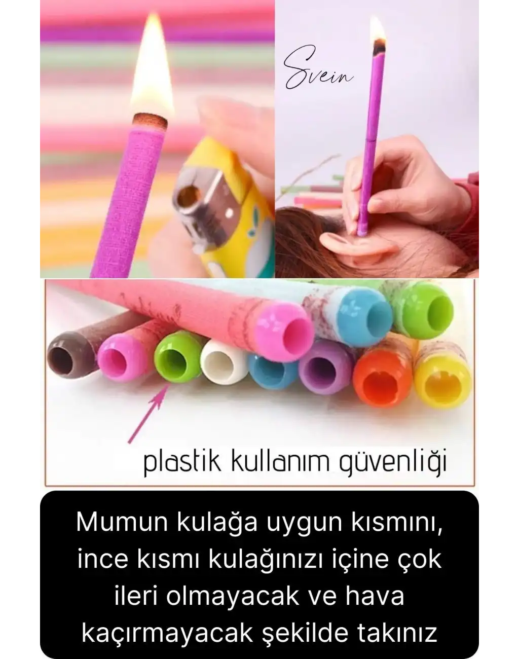 Pratik 100% Doğal Aromaterapi Bakım Buşon Dış Kulak Içi Kir Temizleme Mumu Konisi Çubuğu 5 Çift