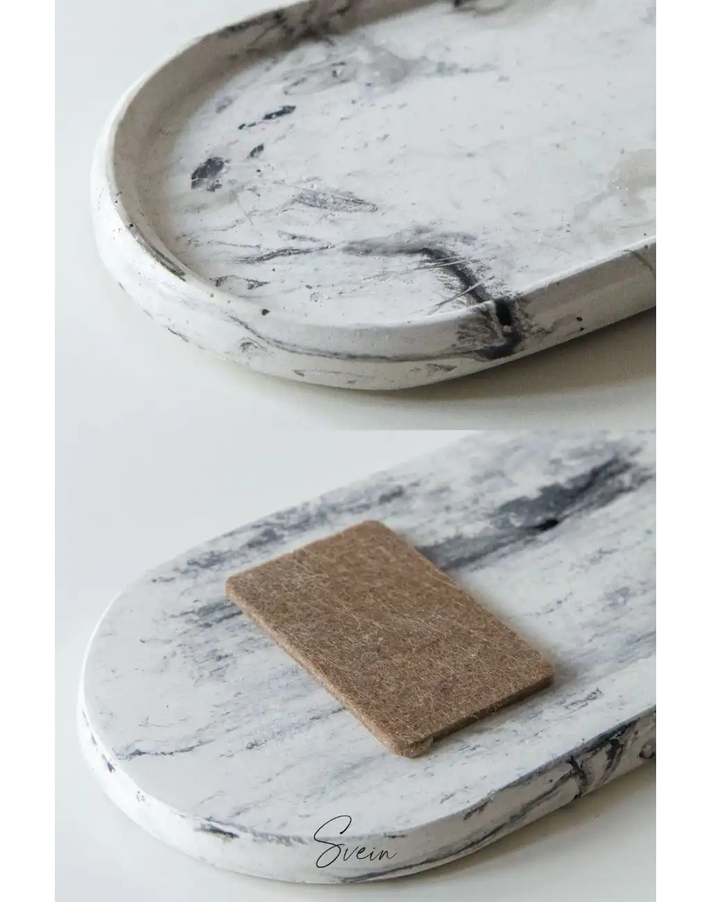 Premium Özel Tasarım Mermer Görünümlü Dekoratif Siyah Beyaz Taş Sunumluk Mumluk Vazo Aksesuar Seti