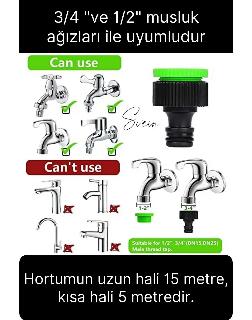 15 Metre Uzayan Bahçe Balkon Sulama Hortumu Esnek Sihirli Sızdırmaz Kademeli Sulama Tabancası Pratik