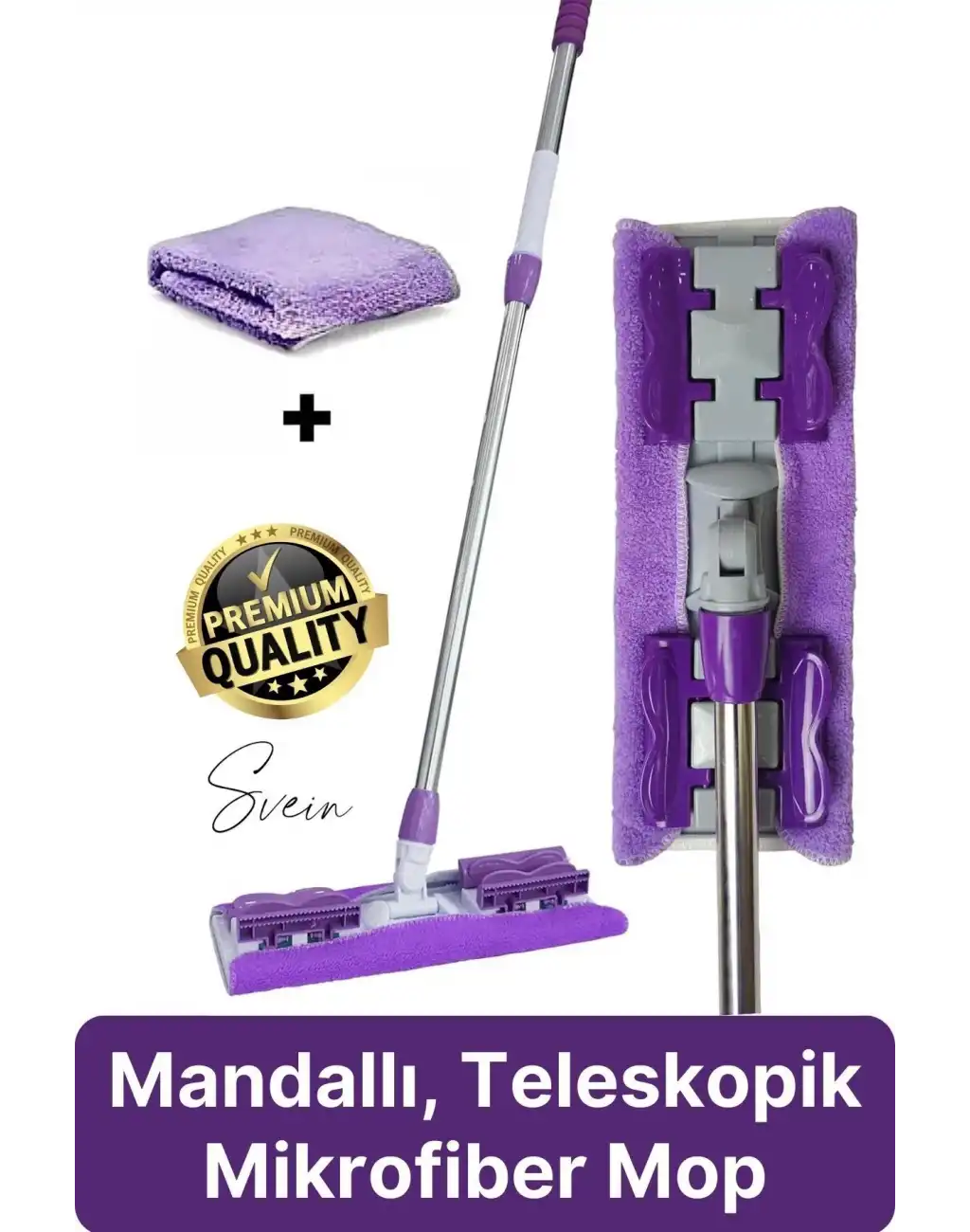 Tak Kullan Çıkart Teleskopik Saplı Yedek Bezli Mandallı Dip Köşe Dar Alan Temizleme Mop Su Emici