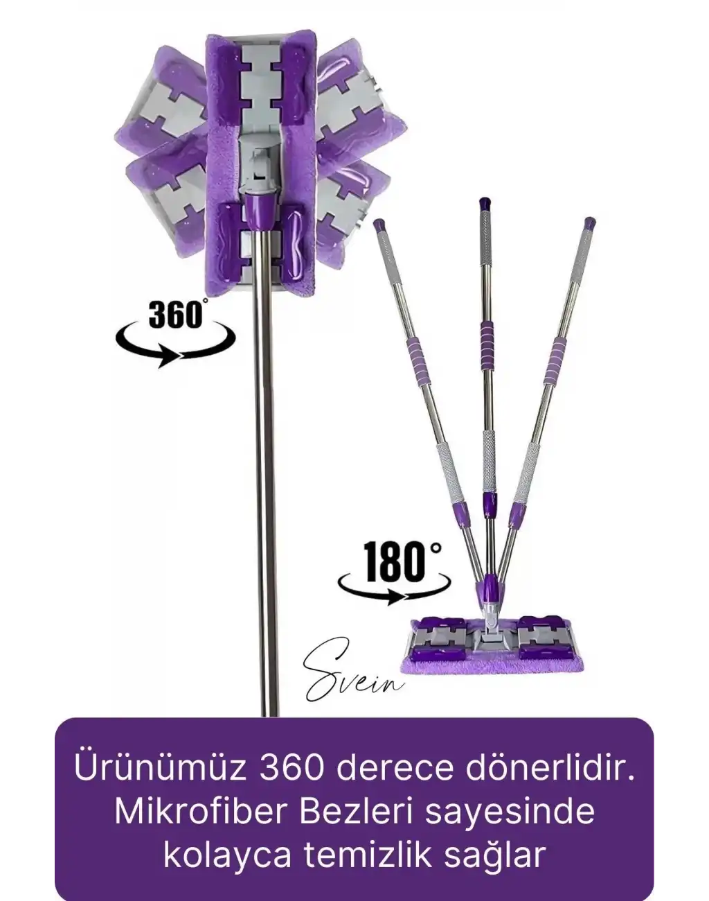Tak Kullan Çıkart Teleskopik Saplı Yedek Bezli Mandallı Dip Köşe Dar Alan Temizleme Mop Su Emici