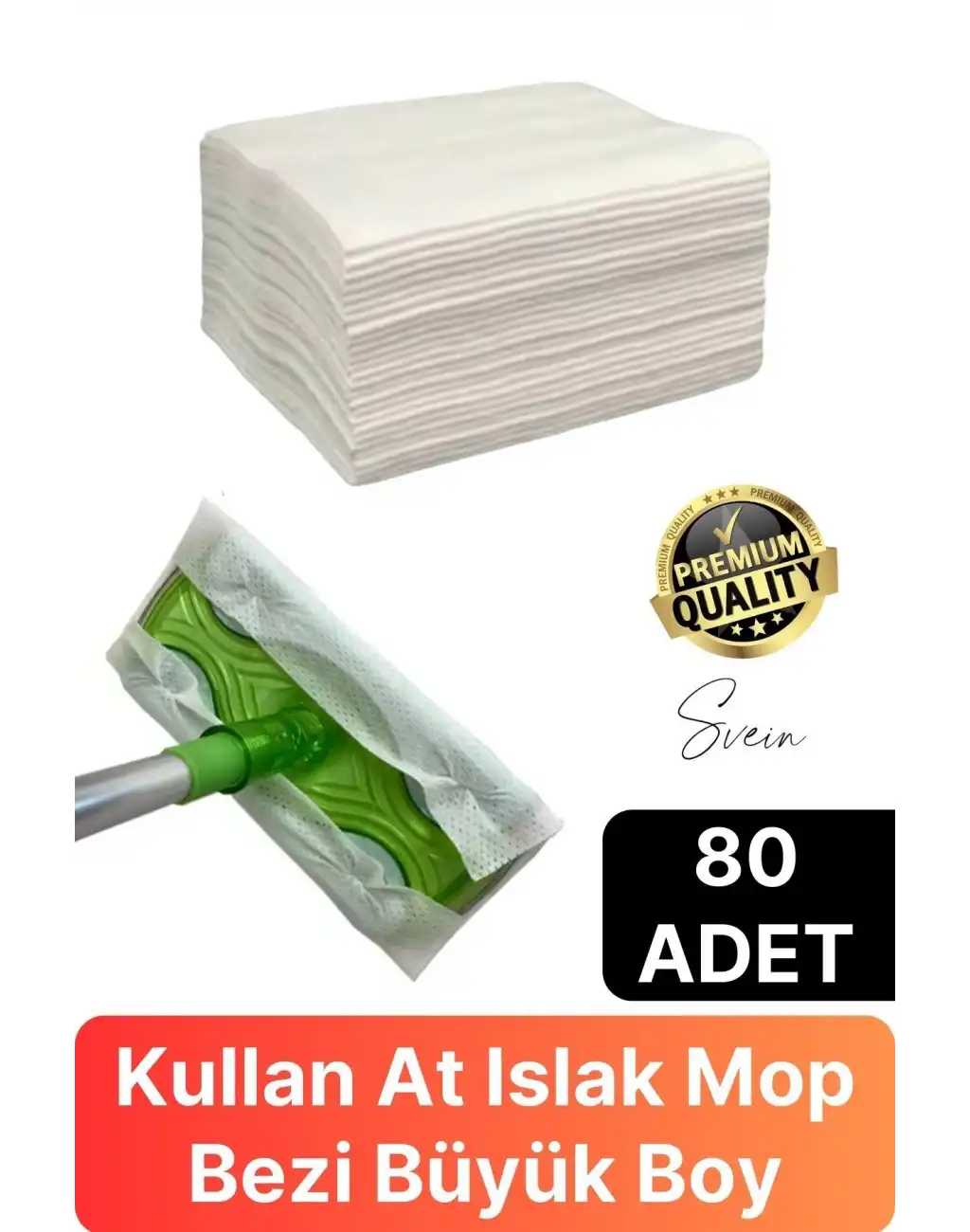 80 Adet Tak Kullan At Islak Mop Yüzey Temizlik Bezi Havlusu İz Bırakmaz Fayans Ahşap Duvar Büyük Boy