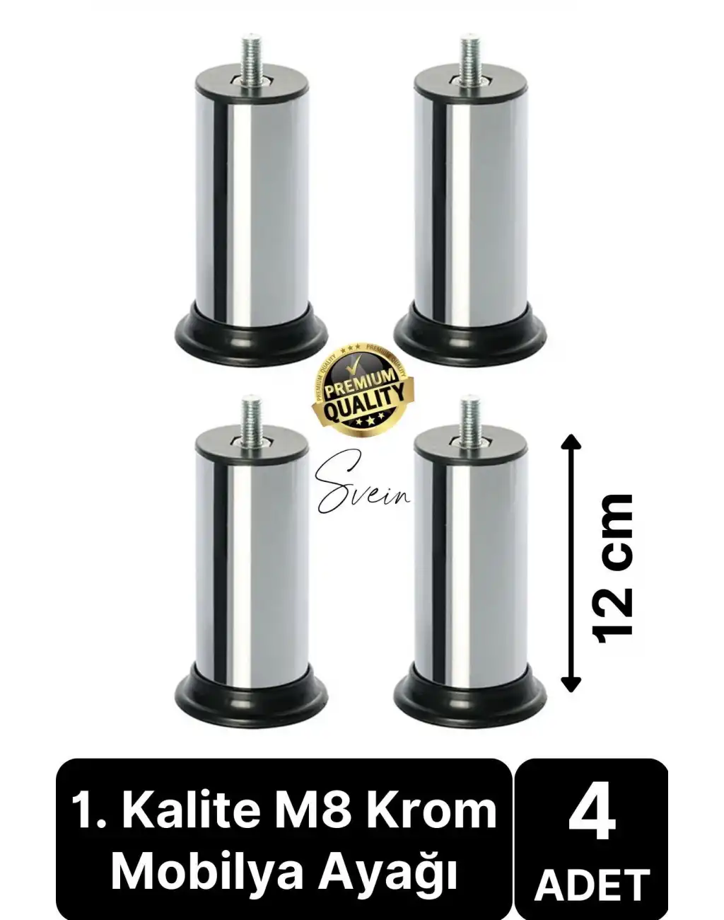 4 Adet 1. Sınıf A Kalite Krom M8 İnce Vida Baza Koltuk Kanepe Destek Ayağı Mobilya Tv Ünitesi Sehpa