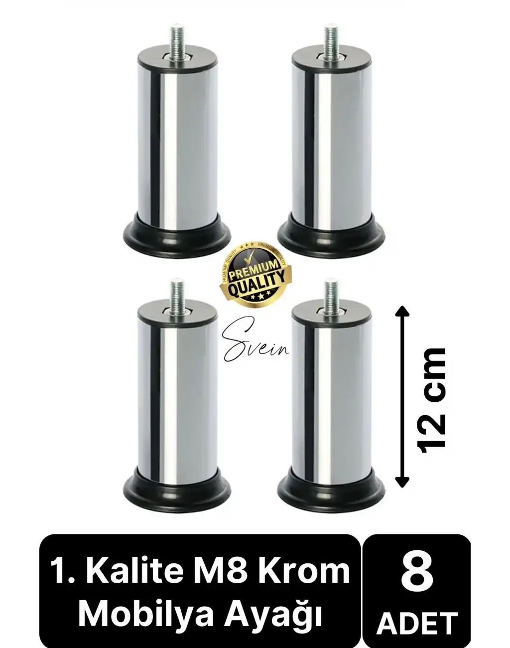 8 Adet 1. Sınıf A Kalite Krom M8 İnce Vida Baza Koltuk Kanepe Destek Ayağı Mobilya Tv Ünitesi Sehpa