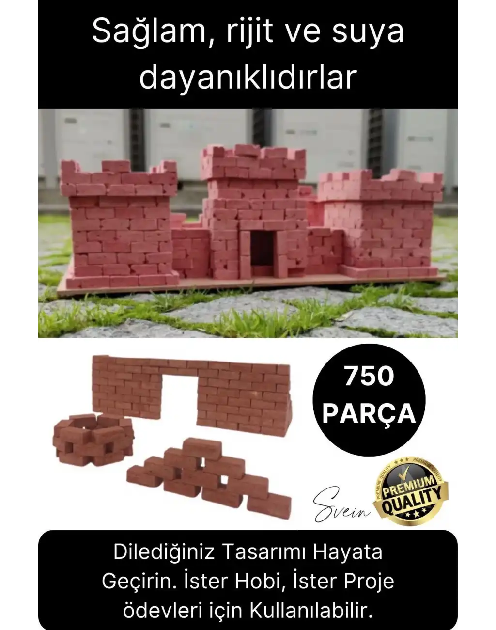 Özel Üretim 750 Parça Eğitici Öğretici Mini Tuğla İnşaat Maket Ev Kendin Yap Boya Beceri Hobi Seti