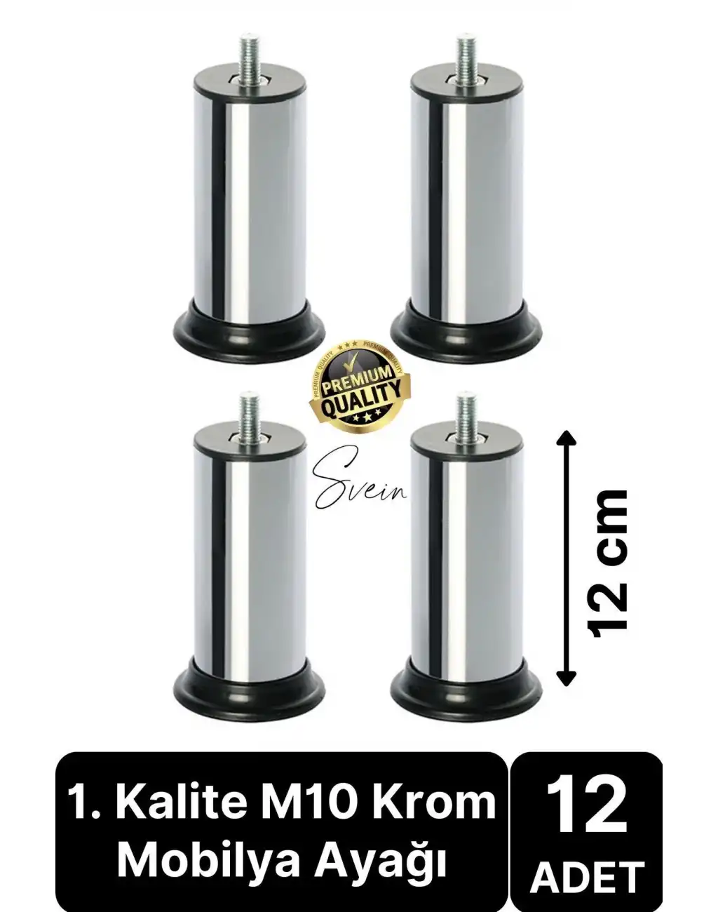 12 Adet Krom M10 Kalın Vida Baza Koltuk Kanepe Destek Ayağı Mobilya Tv Ünite Sehpa