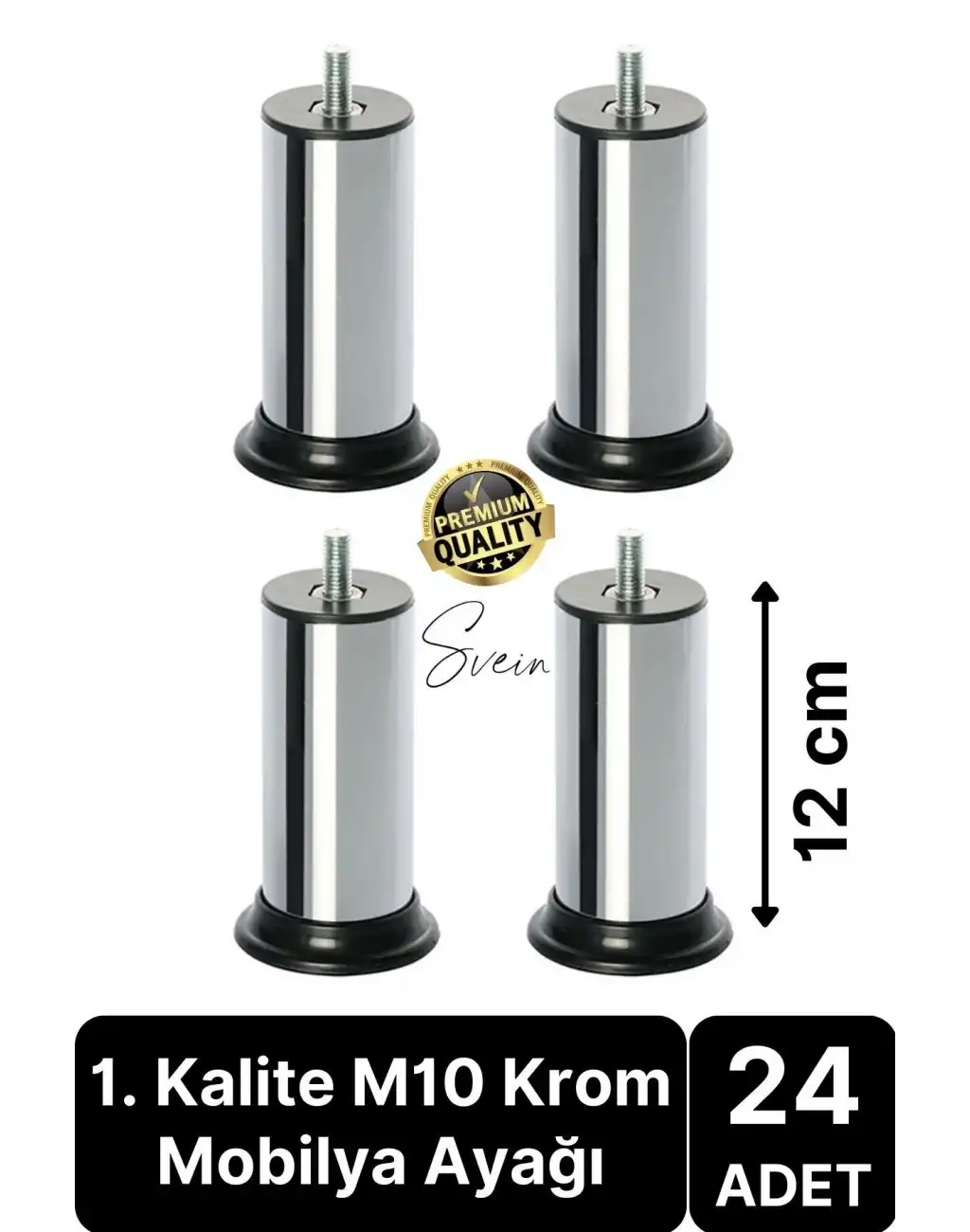 24 Adet 1. Sınıf A Kalite Krom M10 Paslanmaz Baza Koltuk Kanepe Destek Ayağı Mobilya Tv Ünite Sehpa