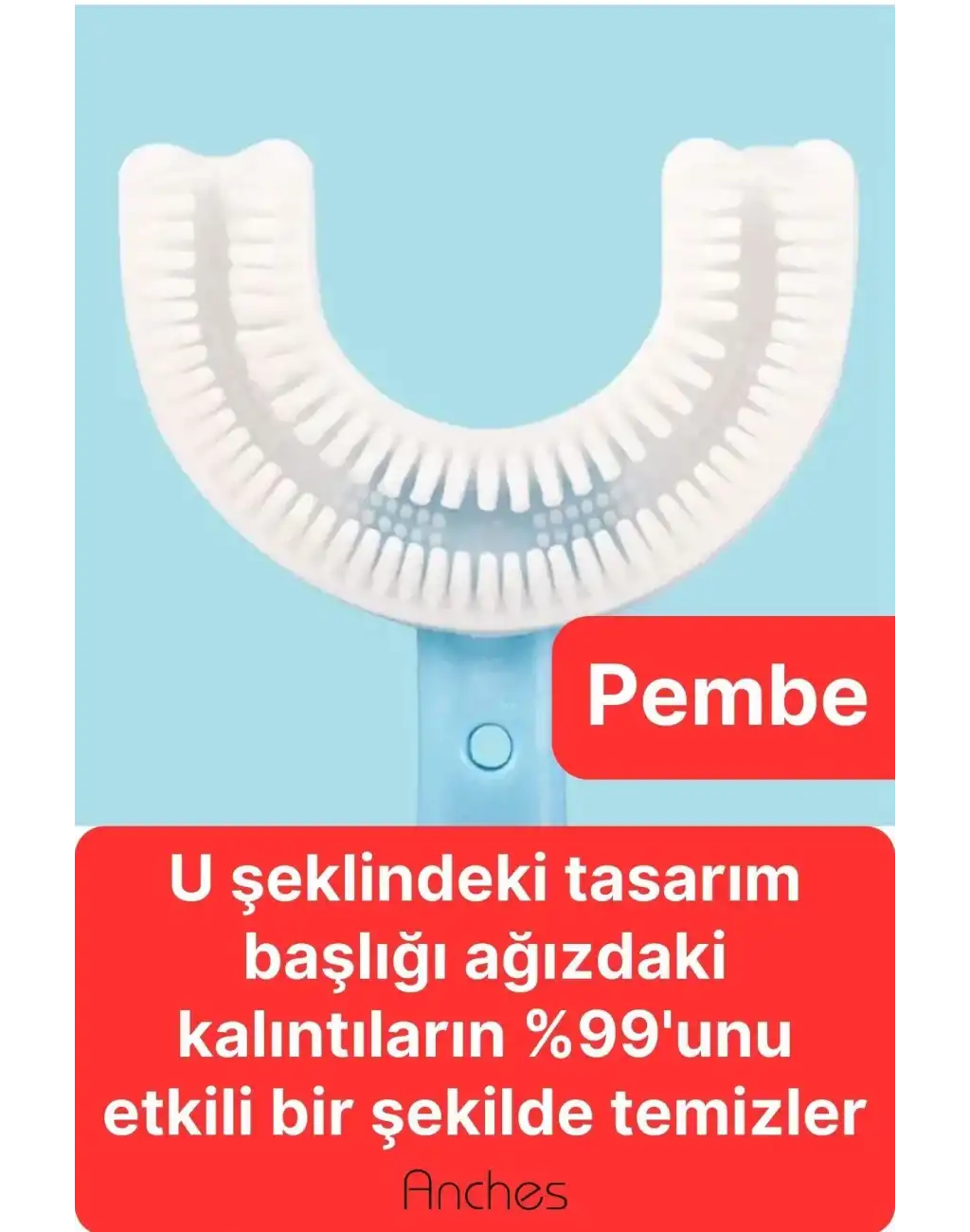 U Şeklinde Pratik Bebek Çocuk Diş Fırçası 360 Derece Temizlik Kolay Kullanım Yumuşak Silikon Fırça