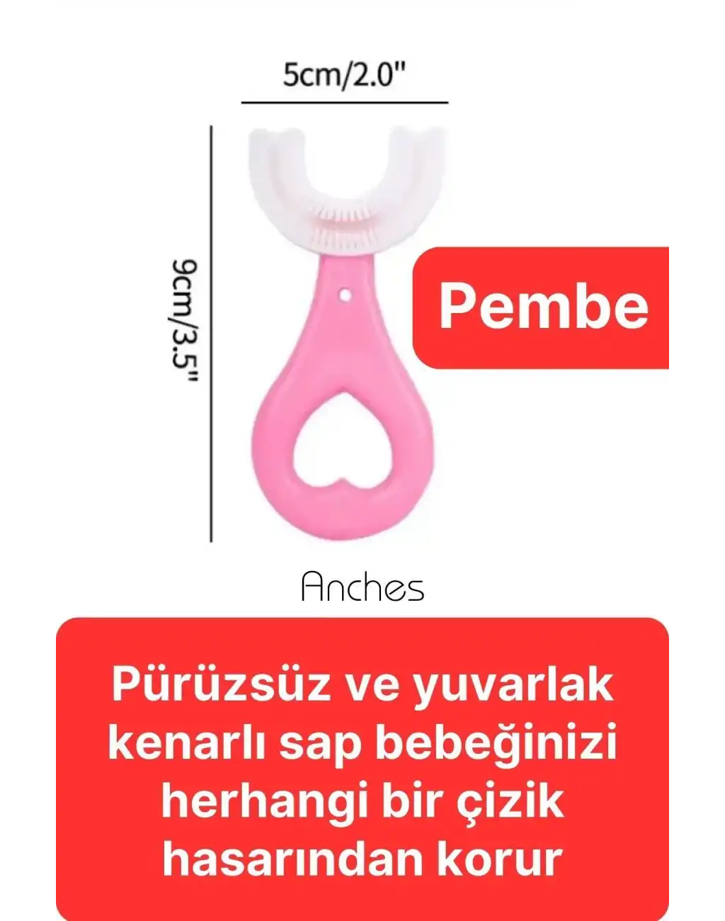 U Şeklinde Pratik Bebek Çocuk Diş Fırçası 360 Derece Temizlik Kolay Kullanım Yumuşak Silikon Fırça