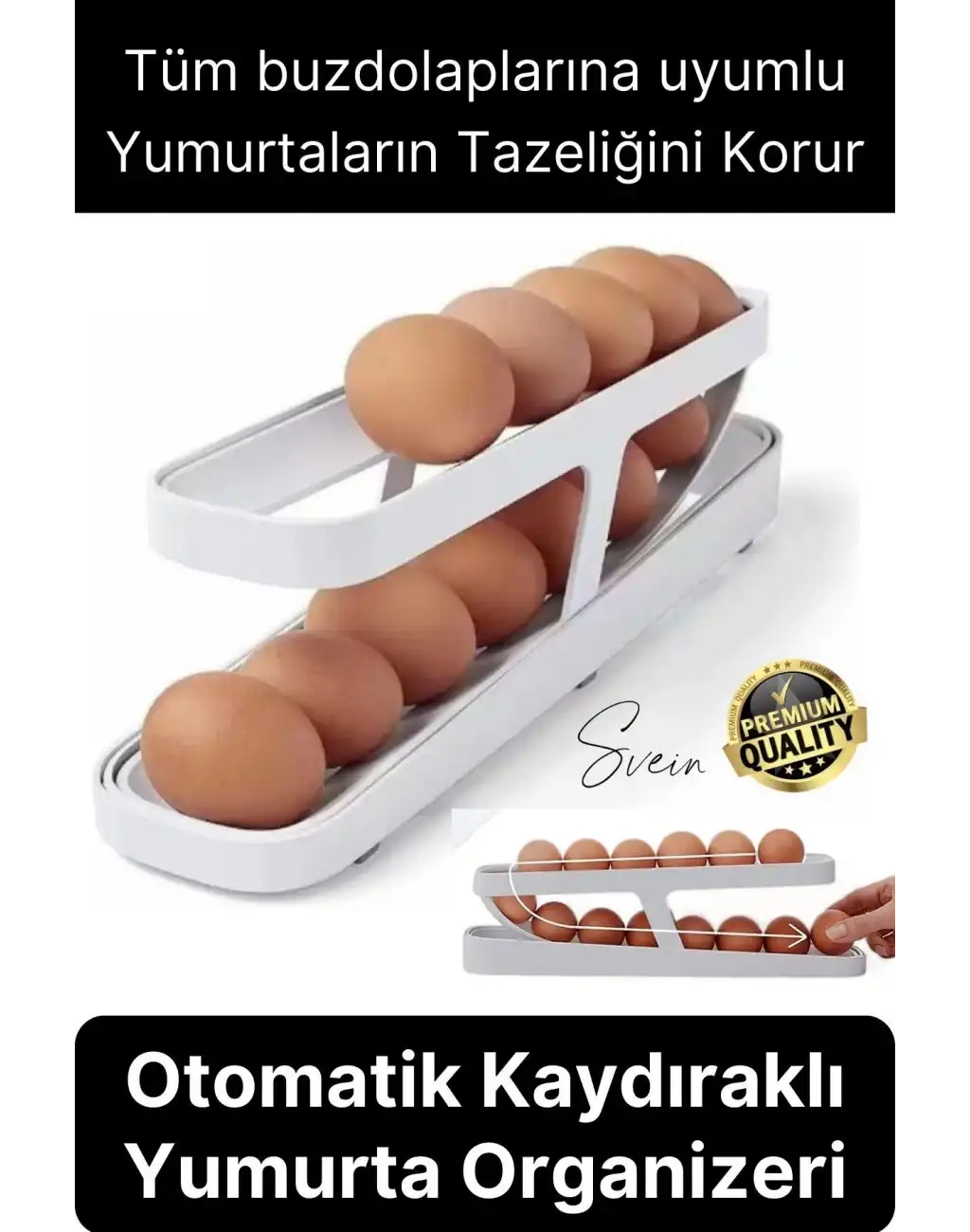 2 Katlı Pratik Yumurta Düzenleyici Buzdolabı Organizer Tutucu Otomatik Yuvarlanan Saklama Rafı Stand