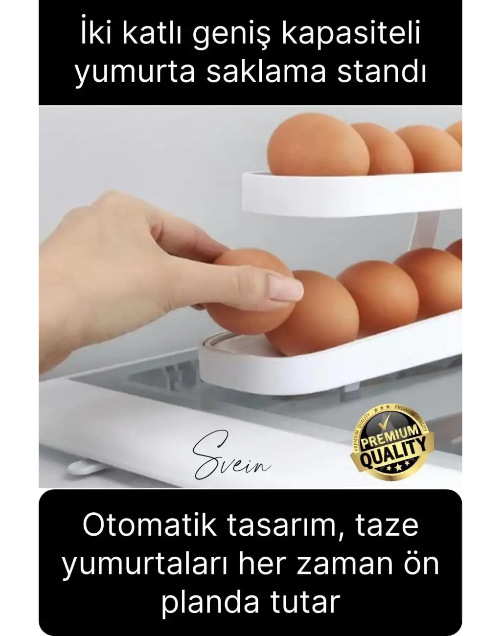 2 Katlı Pratik Yumurta Düzenleyici Buzdolabı Organizer Tutucu Otomatik Yuvarlanan Saklama Rafı Stand