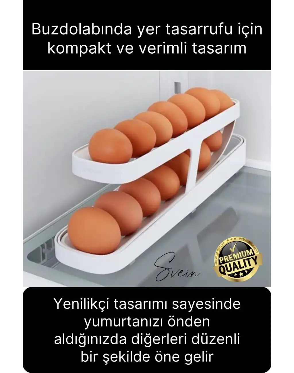 2 Katlı Pratik Yumurta Düzenleyici Buzdolabı Organizer Tutucu Otomatik Yuvarlanan Saklama Rafı Stand