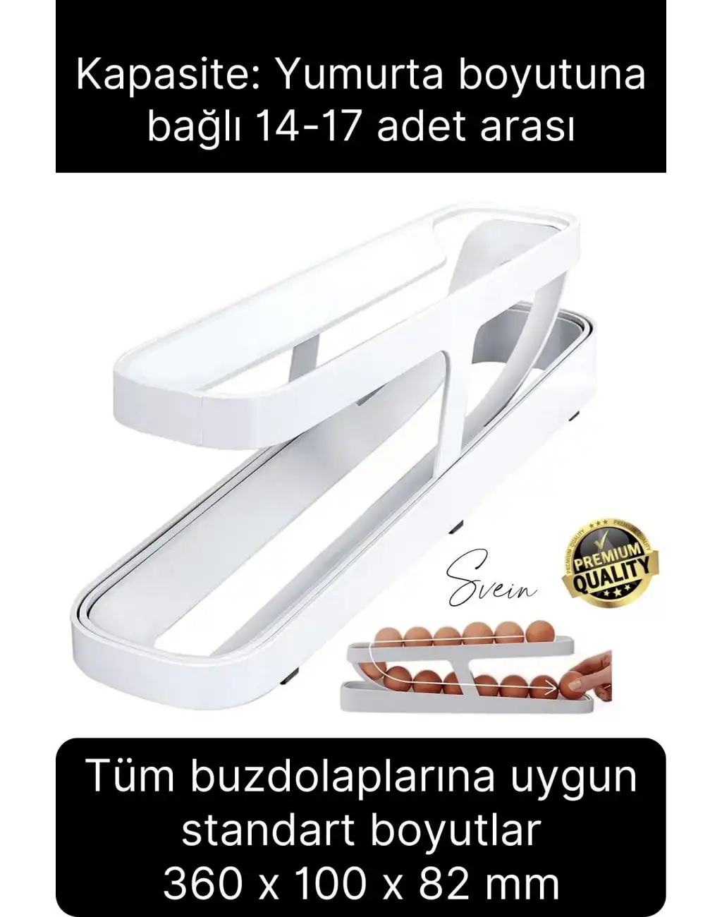 2 Katlı Pratik Yumurta Düzenleyici Buzdolabı Organizer Tutucu Otomatik Yuvarlanan Saklama Rafı Stand