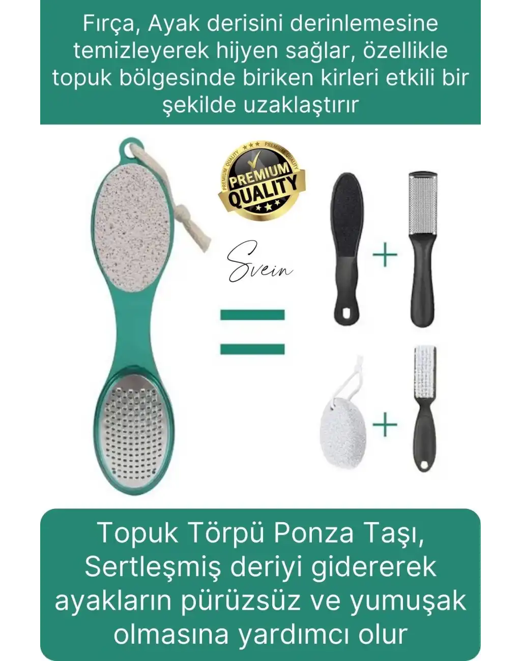 Premium Ayak Topuk Bakım Aleti Çok Fonksiyonlu Fırçalı Set Topuk Taşı Törpü Rende Kum Ponza Taşı