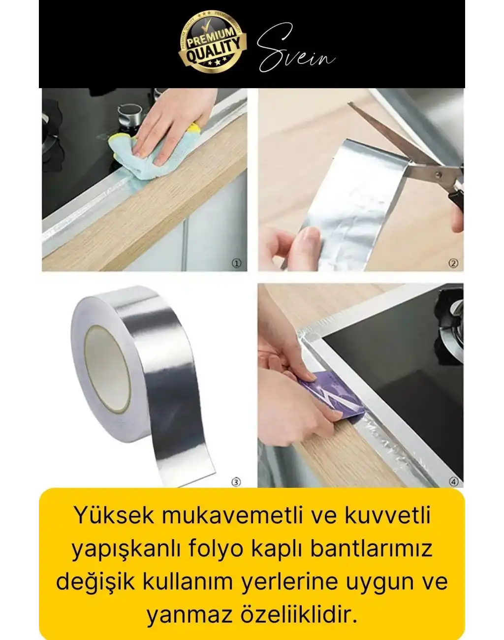 2li Premium Yırtılmaz Yanmaz Ankastre Aspiratör Davlumbaz Havalandırma Borusu Alüminyum Folyo Bant