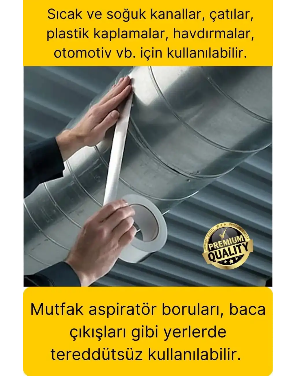 2li Premium Yırtılmaz Yanmaz Ankastre Aspiratör Davlumbaz Havalandırma Borusu Alüminyum Folyo Bant