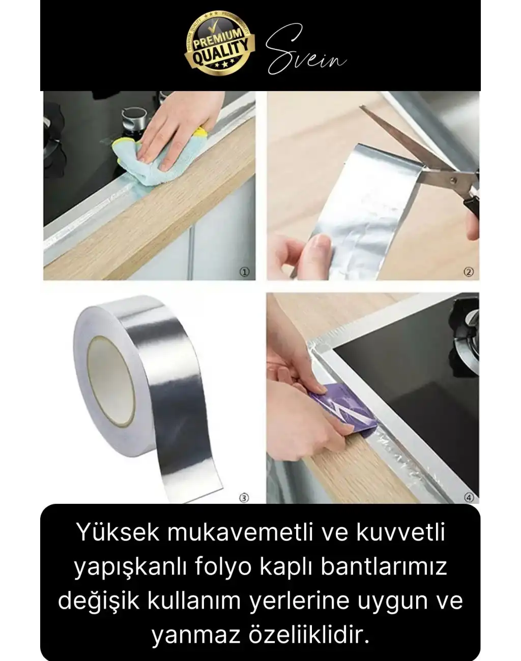 2li Premium Yırtılmaz Kopmaz Ankastre Aspiratör Davlumbaz Havalandırma Borusu Alüminyum Folyo Bant