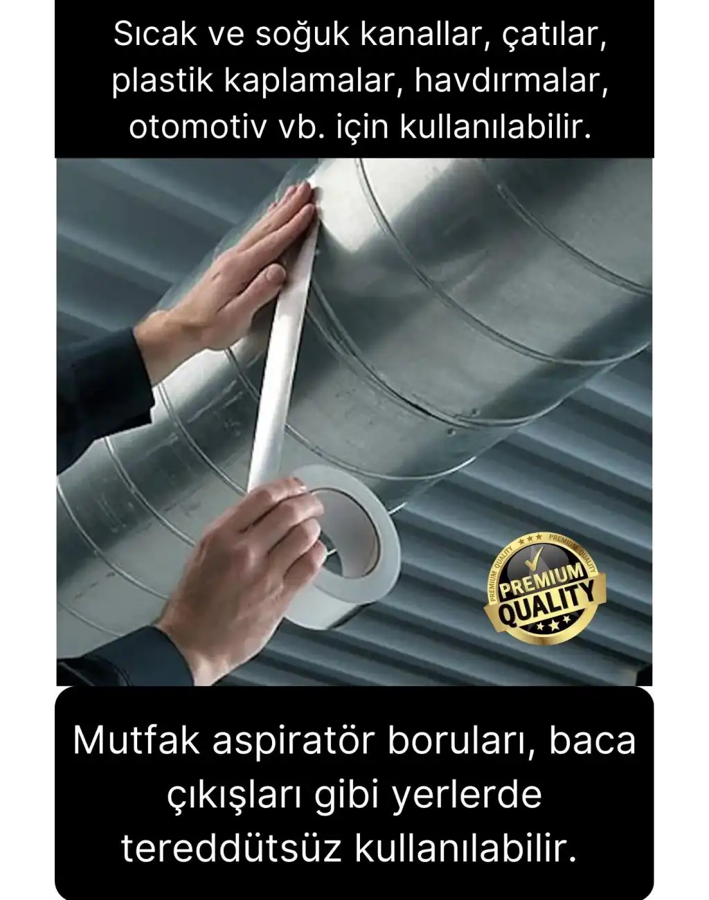 2li Premium Yırtılmaz Kopmaz Ankastre Aspiratör Davlumbaz Havalandırma Borusu Alüminyum Folyo Bant