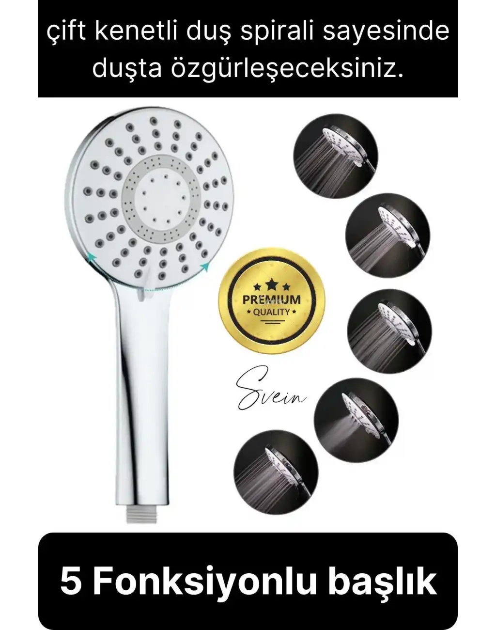 Premium Lüks Duş Başlığı Spiral Mafsal Seti Fonksiyonel Masaj Kopmaz Patlamaz Sızdırmaz Paslanmaz