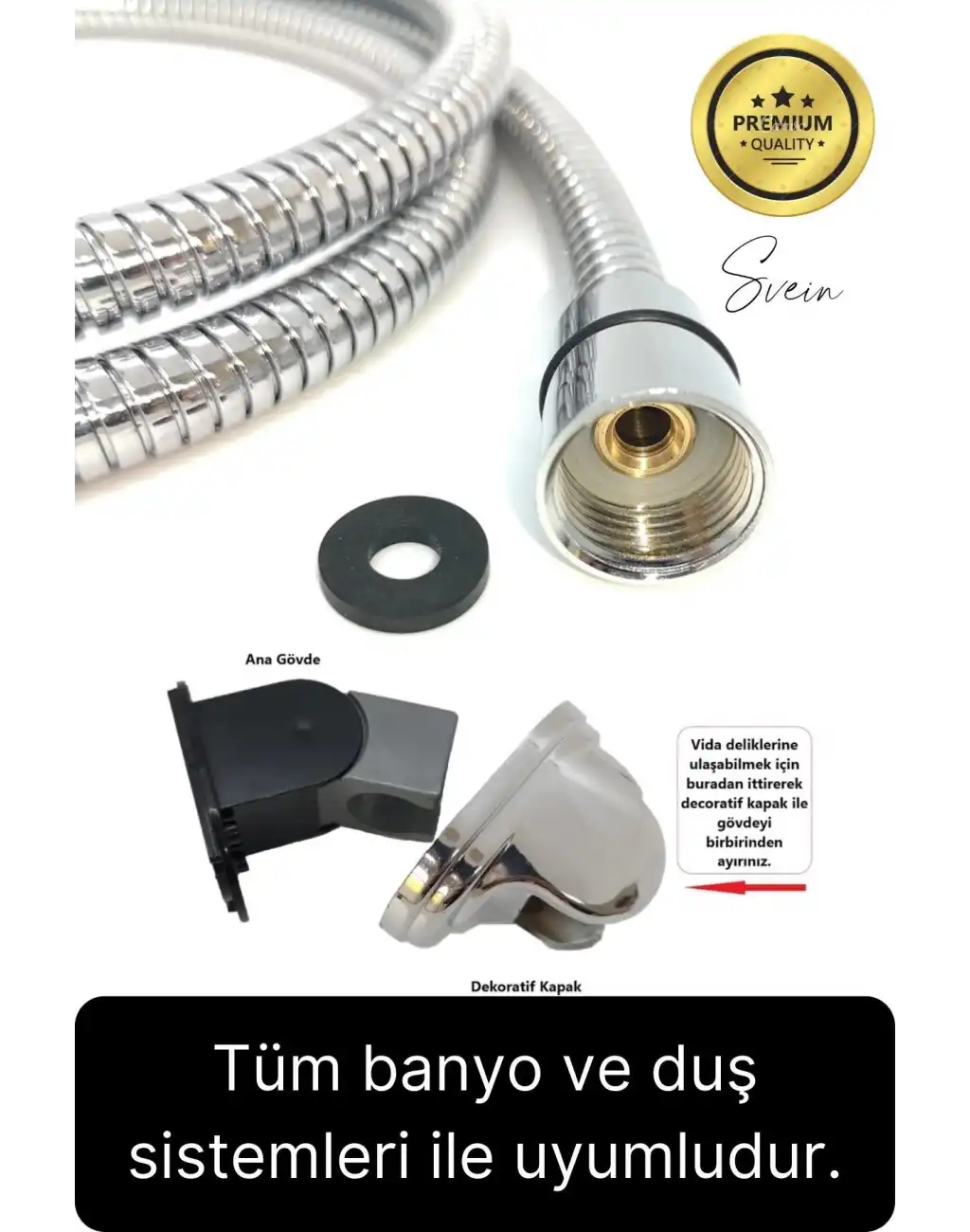 Premium Lüks Duş Başlığı Spiral Mafsal Seti Fonksiyonel Masaj Kopmaz Patlamaz Sızdırmaz Paslanmaz