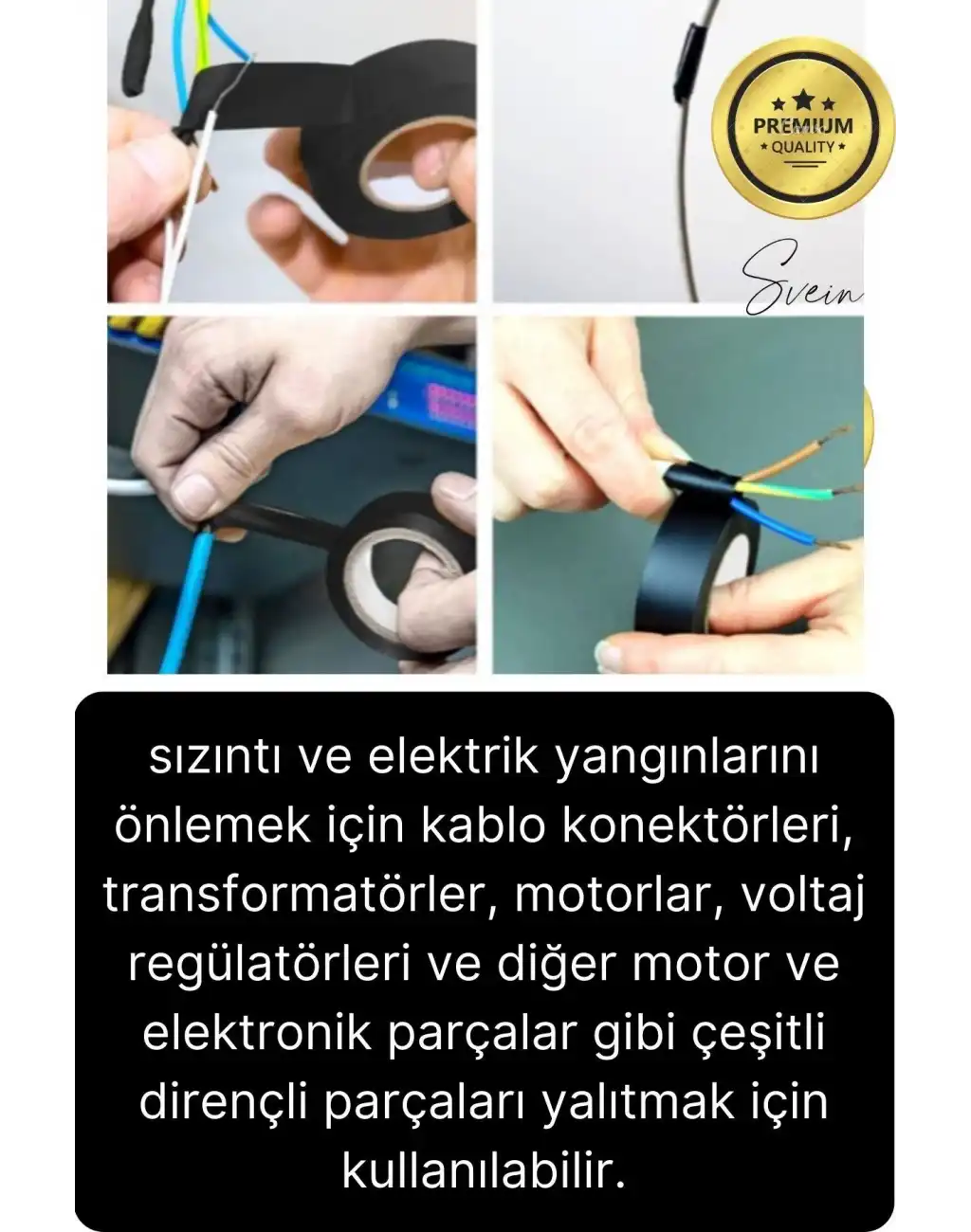 2 Ad. Premium Kalite 20 Mt Yalıtım İzole PVC Elektrik Bandı Su Geçirmez Sızdırmaz Koruma Bant Siyah