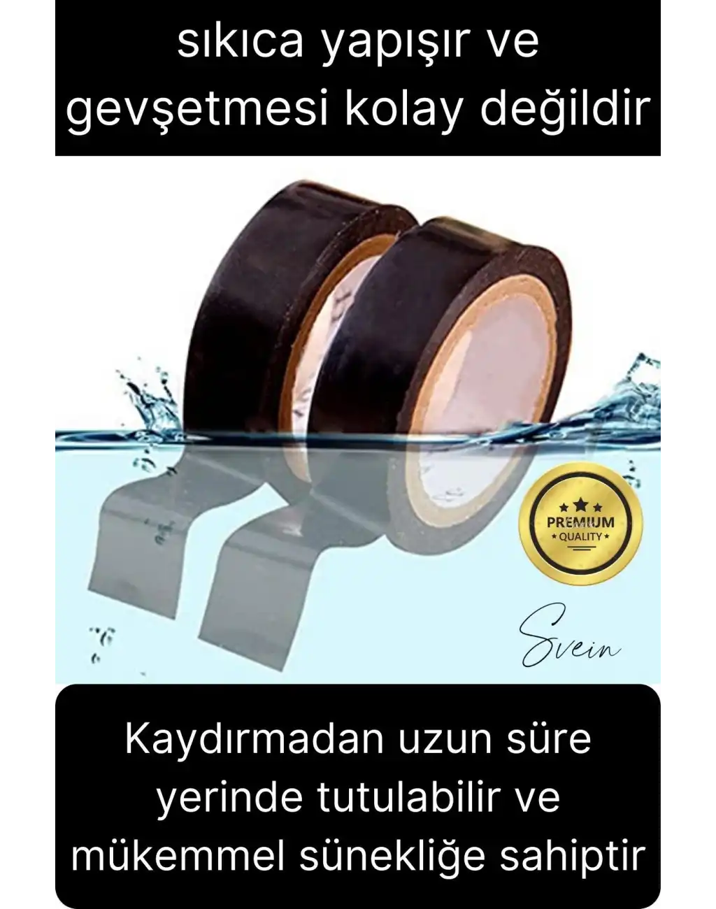 50 Ad. Premium Kalite 20 Mt Yalıtım İzole PVC Elektrik Bandı Su Geçirmez Sızdırmaz Koruma Bant Siyah
